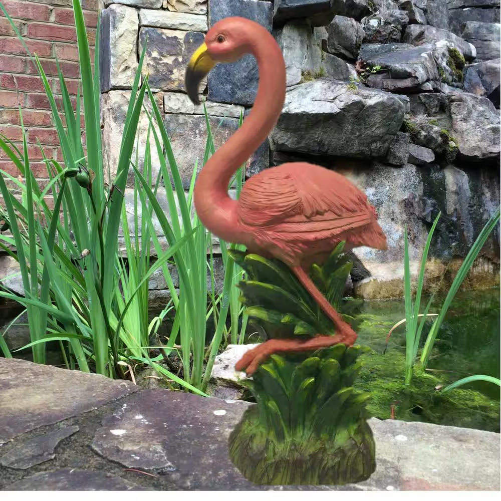 Pink Flamingo Coastal Garden Statue | Nautical Beach Decor