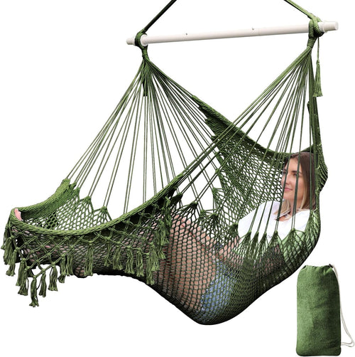 Handmade Hanging Hammock Chair | Cotton Rope Woven Swing Seat
