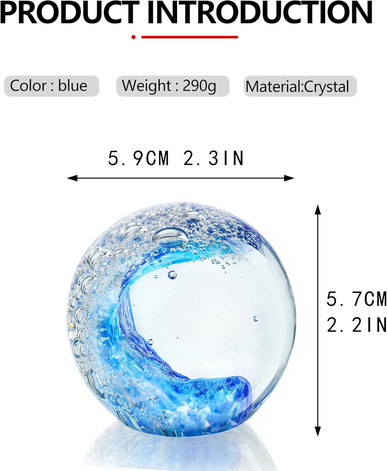 Hand Blown Ocean Wave Crystal Ball – Coastal Glass Beach Decor Sphere