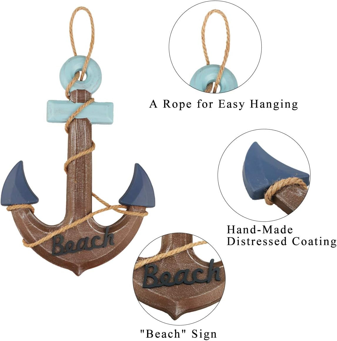 Nautical Ship Wheel & Anchor Wall Decor Set | Coastal Beach Wall Art