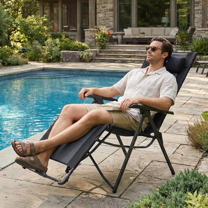 Oversized Zero Gravity Chair Outdoor Recliner | Portable Folding Lounge Chair
