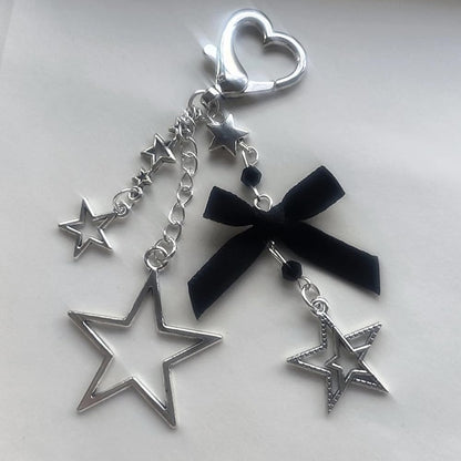 Cute Y2K Keychain Bag Charm Star Guitar Heart Kawaii Pendant Ita Bag Purse Decor Accessory Women Girls Gifts (Star)