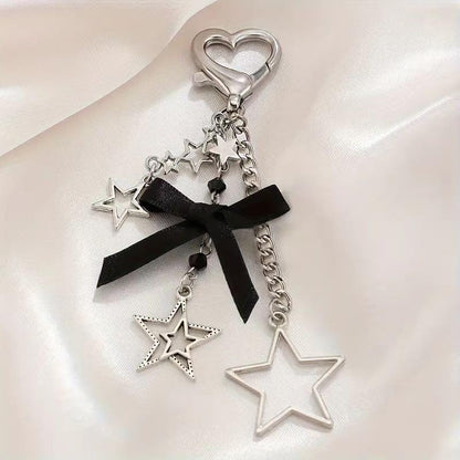 Cute Y2K Keychain Bag Charm Star Guitar Heart Kawaii Pendant Ita Bag Purse Decor Accessory Women Girls Gifts (Star)