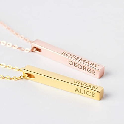 Personalized Mother Necklace, 4 Side Bar Necklace, Kids Names Necklace