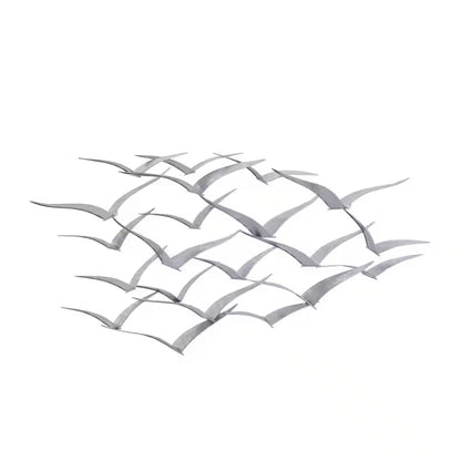 Silver Flying Birds Wall Decor – Coastal Metal Flock Wall Art
