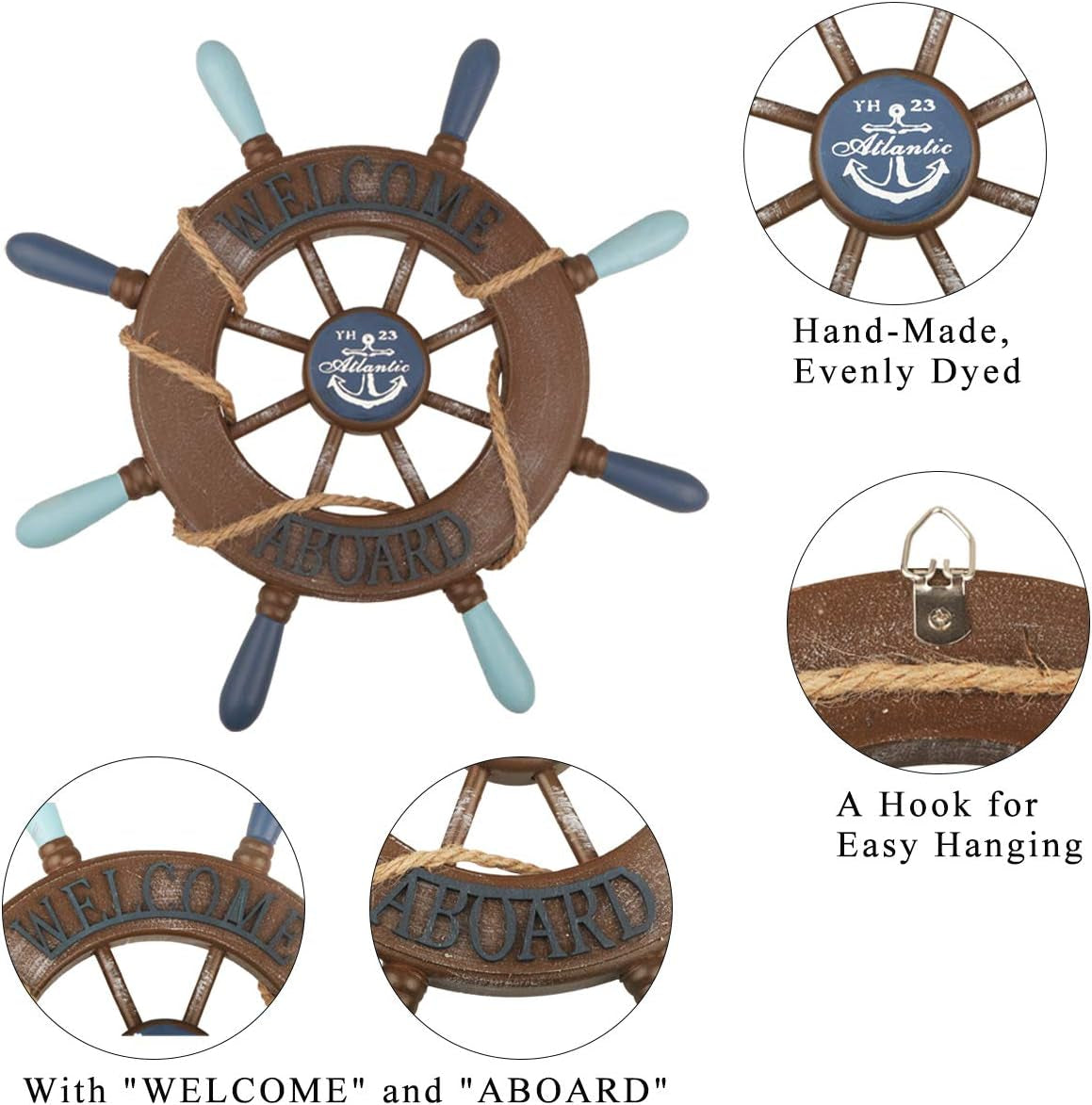 Nautical Ship Wheel & Anchor Wall Decor Set | Coastal Beach Wall Art