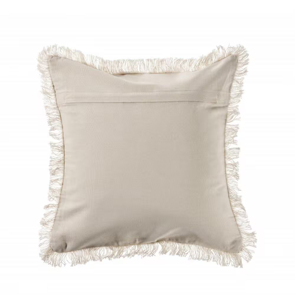 Cream Coastal Throw Pillow 18x18 | Nautical Beach Accent Pillow